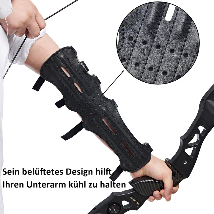 Leder-Armbrustschutz mit 4 längenverstellbaren Riemen