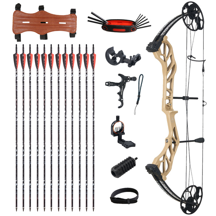 TopArchery Compoundbogen und pfeile Set Bogenset für Bogenschießen Sportbogen,19-70 lbs 320fps Jagdausrüstung mit Komplettes Zubehör Kit