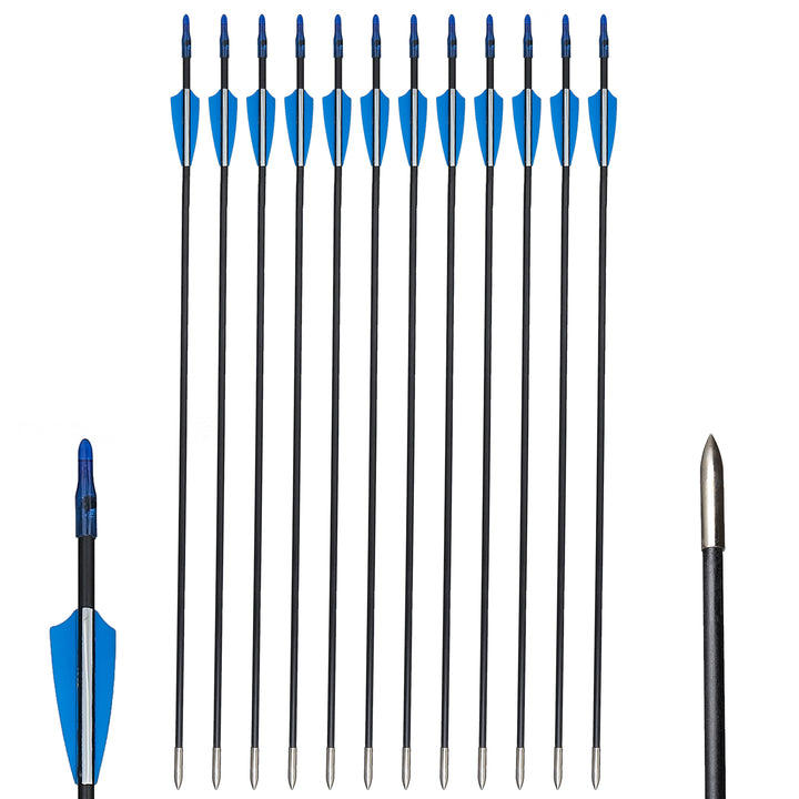 12 Stück pfeile für Recurvebogen, 31 Zoll Fiberglaspfeil