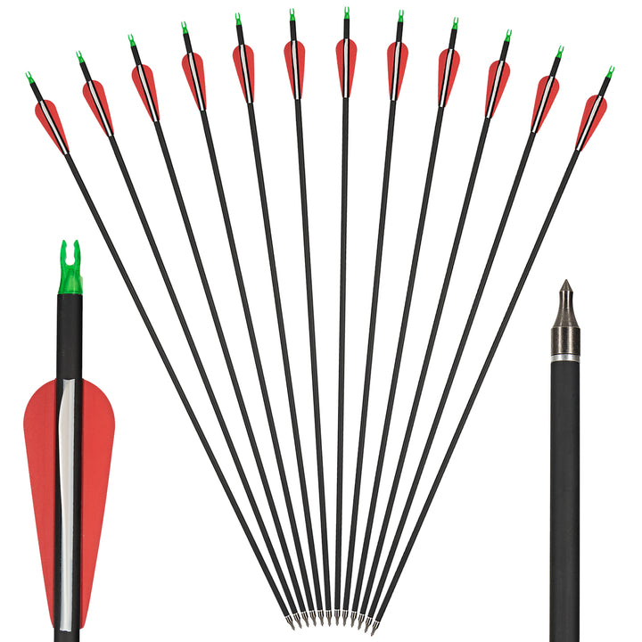 Huntingdoor 12er Pfeile für Bogenschießen 30 Zoll Carbonpfeile Erwachsene Jagdpfeile Bogen Pfeile für Recurvebogen Compoundbogen Langbogen