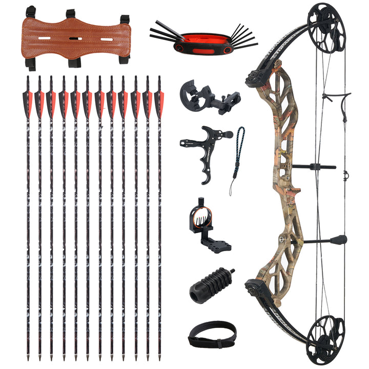 TopArchery Compoundbogen und pfeile Set Bogenset für Bogenschießen Sportbogen,19-70 lbs 320fps Jagdausrüstung mit Komplettes Zubehör Kit