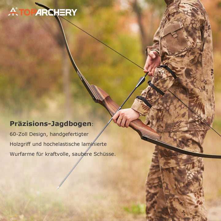Recurvebogen und Pfeile – für Erwachsene, 60 Zoll- 30–60 lbs – Take down  Recurvebogen, Versand aus Deutschland