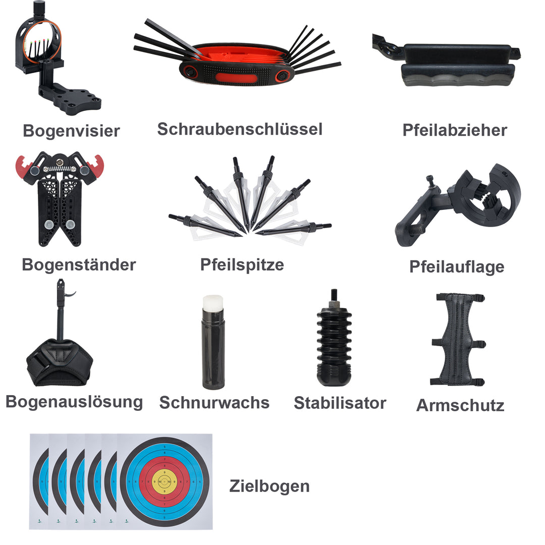 Toparchery T7 Compoundbogen-Set für Erwachsene, 23,5-30,5 zoll Auszugslänge, 30-70 lbs Zuggewicht, bis zu 310 FPS
