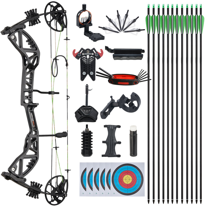 Compoundbogen und pfeile für Jagd & Sport - 30-70 lbs Einstellbar, 310 fps, 70% Let-Off - Kompakter Bogen für Erwachsene & Jugendliche
