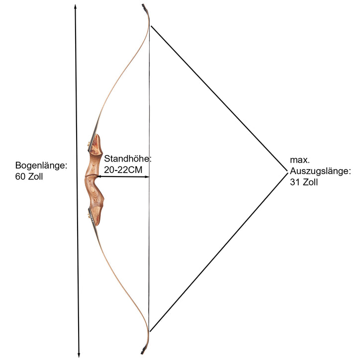 Takedown Recurve Bogen 60 Zoll-Komplett sportbogen-Set-für Rechts