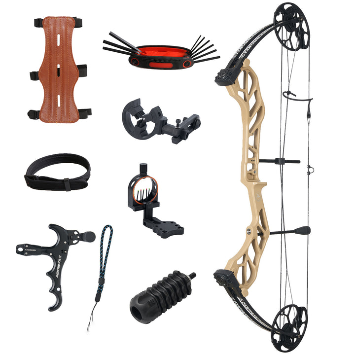 TopArchery Compoundbogenset 19-70 LBS Einstellbare Jagd Compound Bogen für Erwachsene Jugend Anfänger Outdoor-Schießen Bogenschießen Set