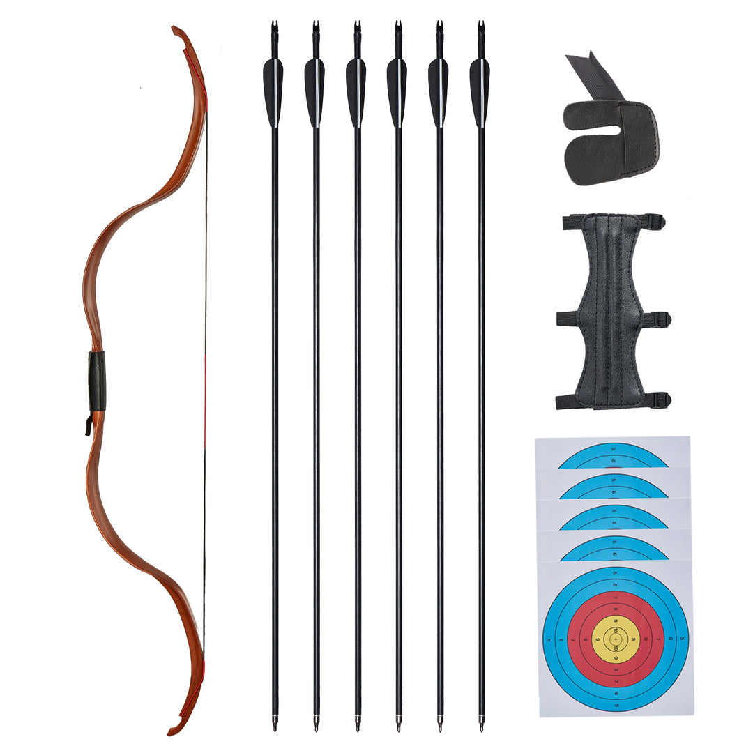 25 lbs Reiterbogen set für Anfänger – 50 Zoll Traditioneller Recurvebogen Ideal für Bogenschießen Einsteiger & Training