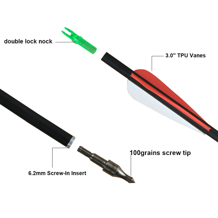 HuntingDoor Pfeile set 12er 31" Carbonpfeile with Quiver and Zielbogen