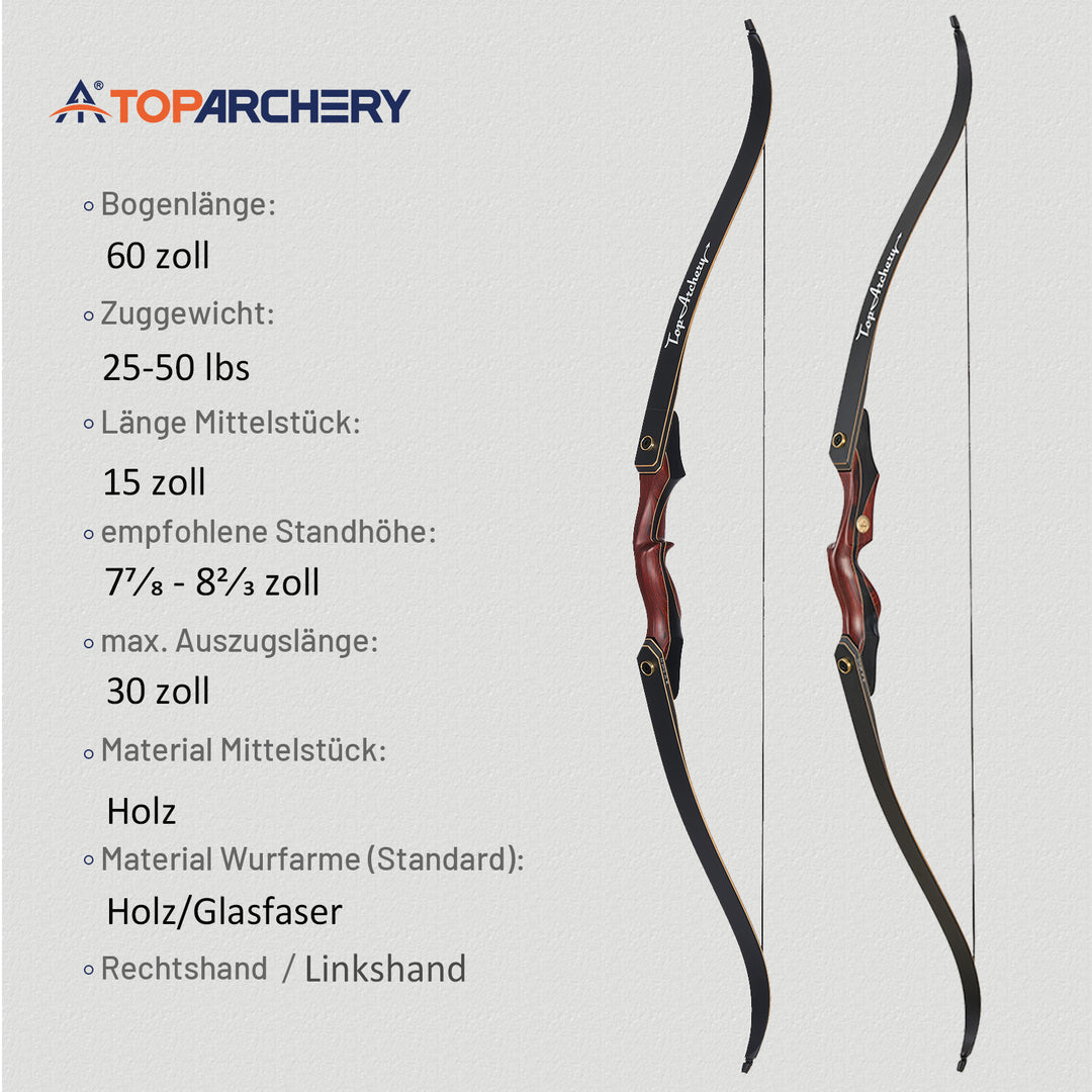 Toparchery 60 Zoll -Take Down Recurvebogen 30-50 lbs -rechte /links