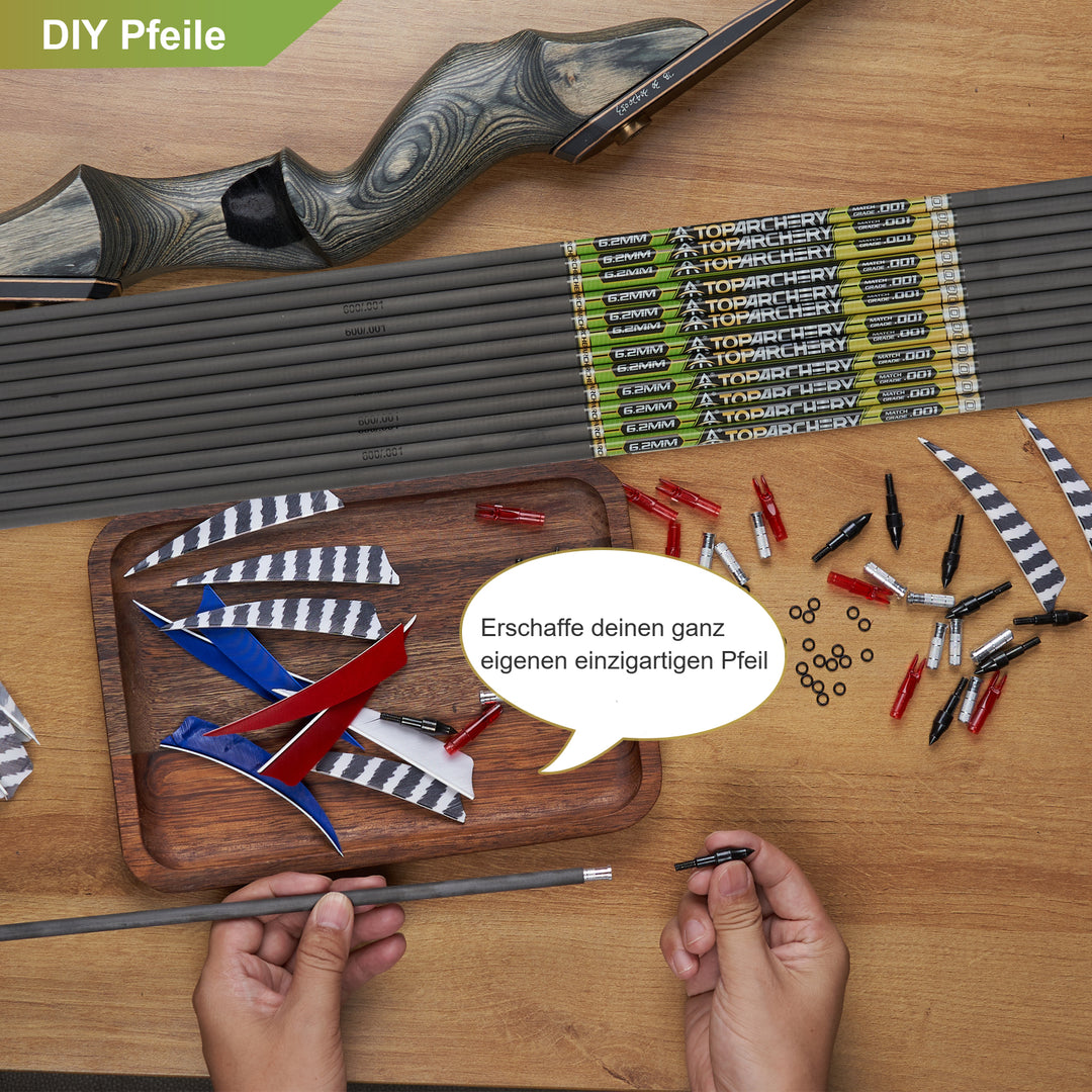 DIY Pfeile - 33 inch Carbon Pfeilschaft -Inserts-Nock-Spitzen für den Pfeilbau
