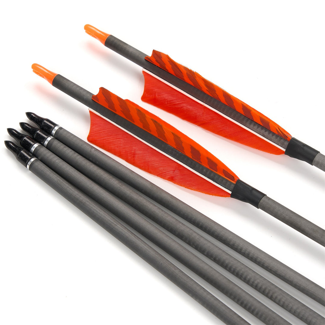 Huntingdoor 12 er 33 inch carbon pfeile für recurvebogen mit Farbenfrohe Federn