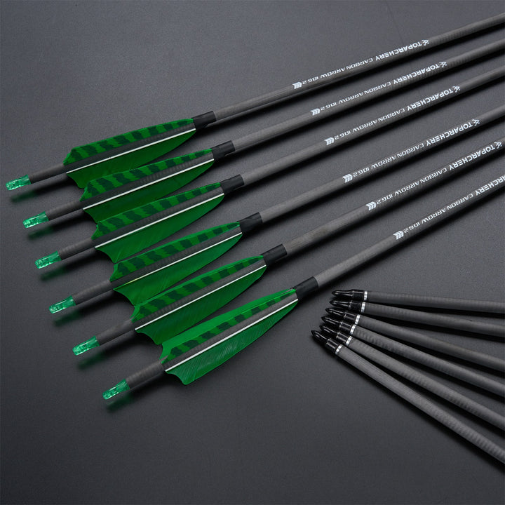 Huntingdoor 12 er 33 inch carbon pfeile für recurvebogen mit Farbenfrohe Federn